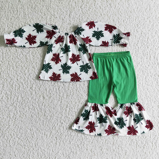 (Promotion)Girls Christmas bell pants outfits    GLP0160