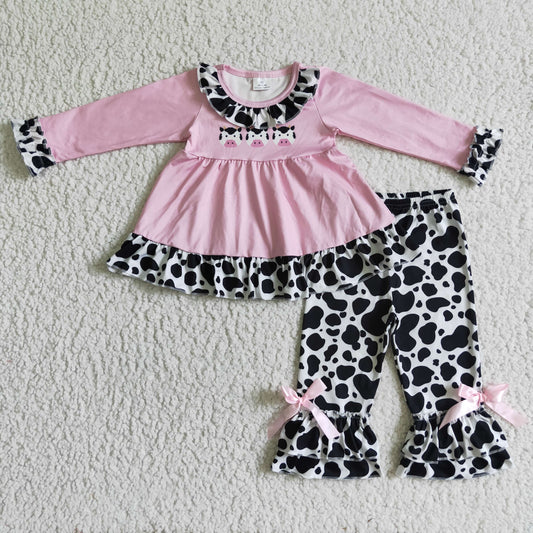 (Promotion)Girls long sleeve fall pink outfits   GLP0165