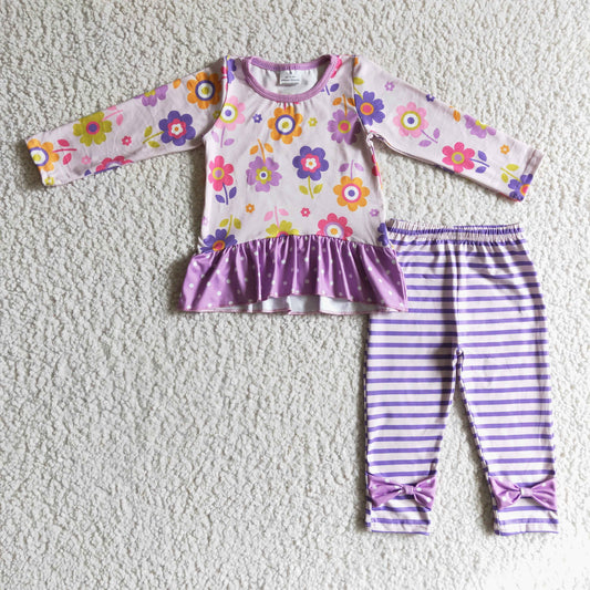 (Promotion)Girls fall flora print outfit  GLP0225