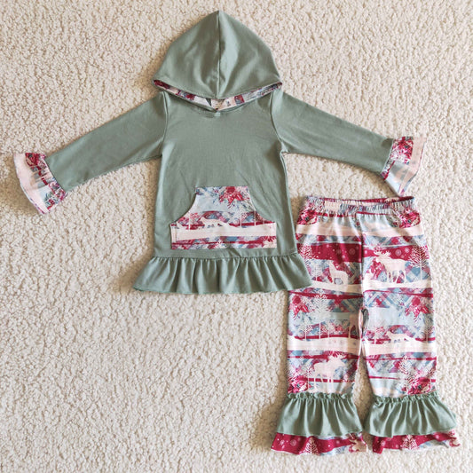 Girls Christmas hooded outfits     GLP0276