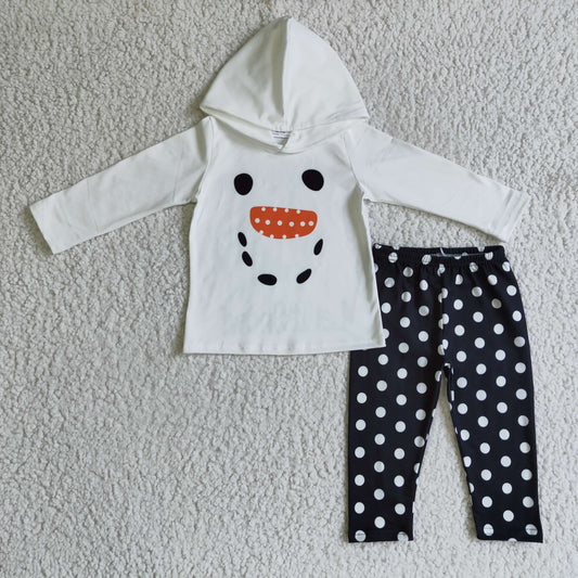 Girls winter Let it snow white hoodie black pants outfit       GLP0293