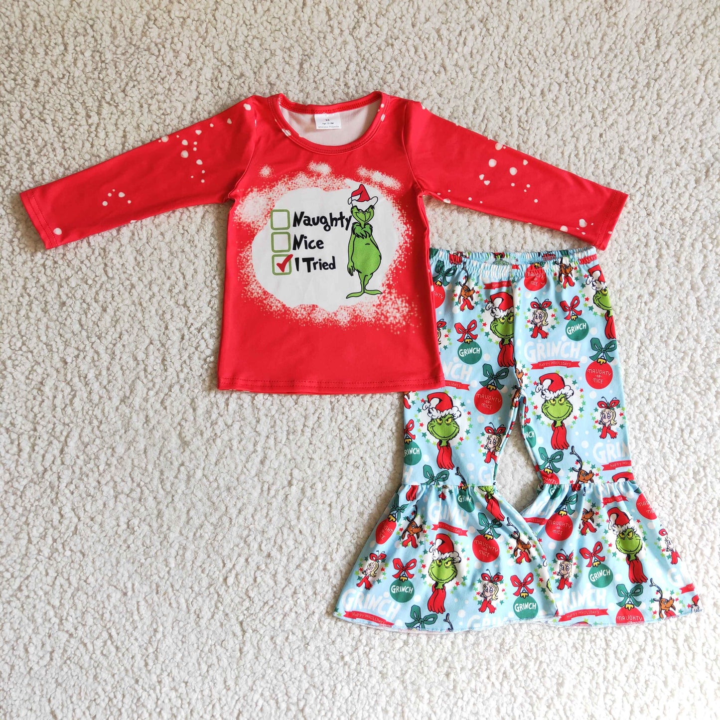 Girls Christmas bell bottm pants outfit      GLP0294