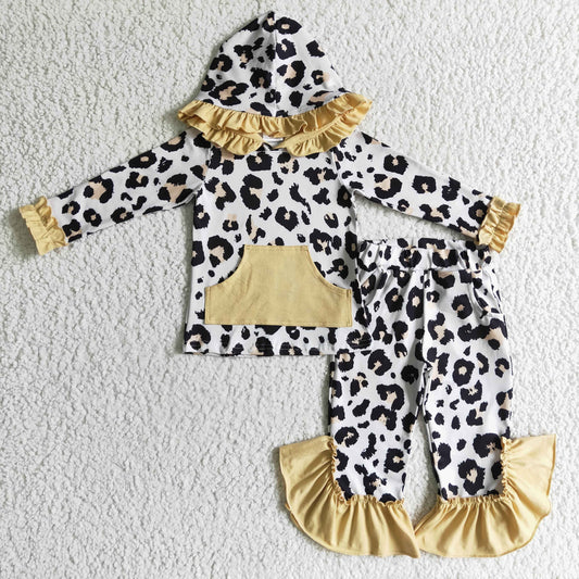 Girls leopard print hooded outfits  GLP0299