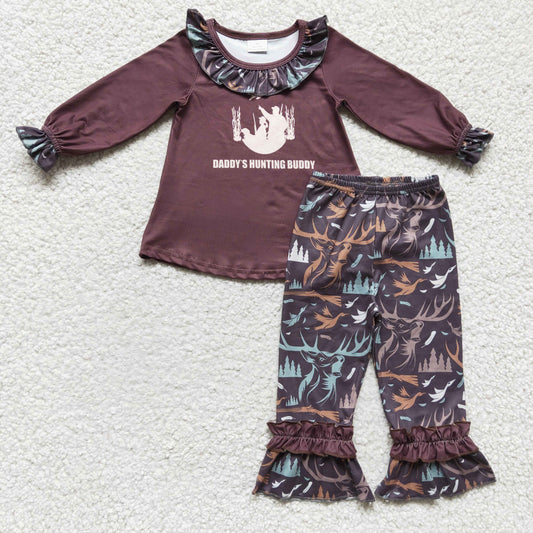 Girls Dady's hunting buddy design fall outfit      GLP0303