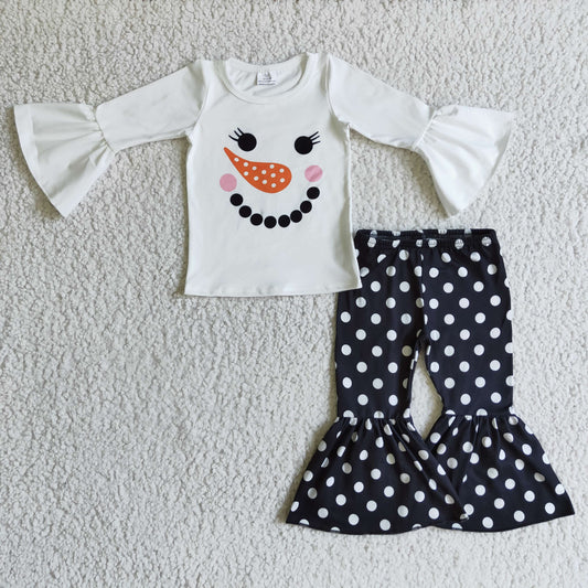 (Promotion)Girls long sleeve snowman design outfits GLP0304
