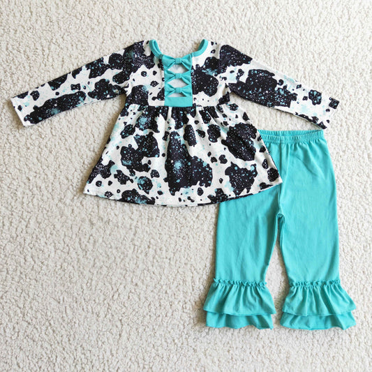 Girls cow print fall outfit      GLP0305