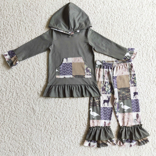 GLP0319 Duck Deer Camo Girls Hunting Print Dooded Outfits