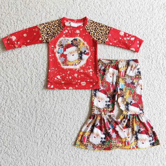 Girls Christmas raglan sleeve bell pants outfit           GLP0323