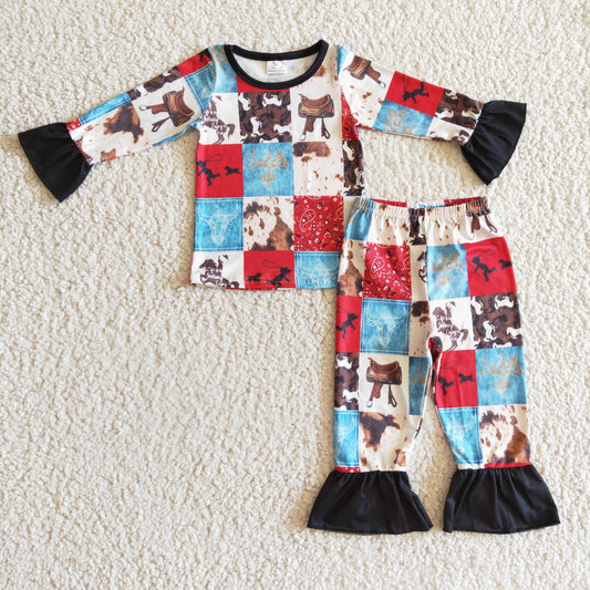 Girls saddle up design pajama set    GLP0339