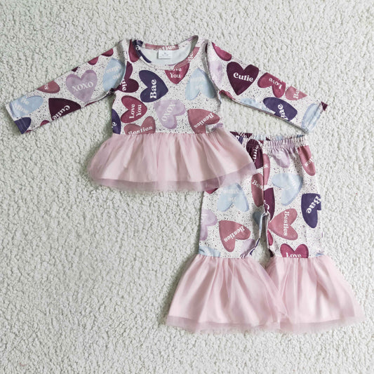 Girls Valentine's Day print tutu outfit    GLP0340