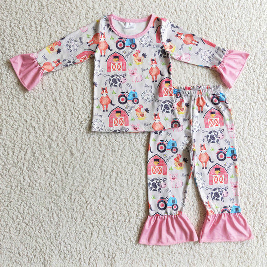 Girls farm design pajama set     GLP0342