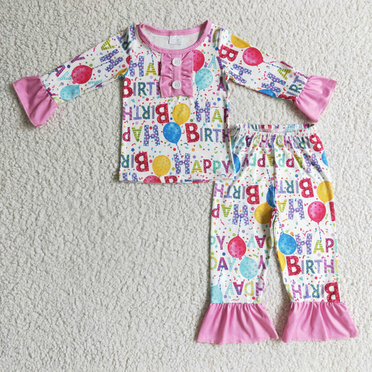 Girls Happy Birthday design pajama set    GLP0347