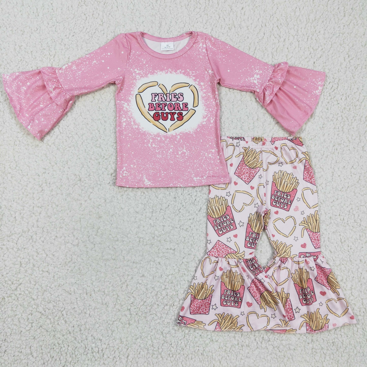 Girls pink fries print outfits   GLP0354