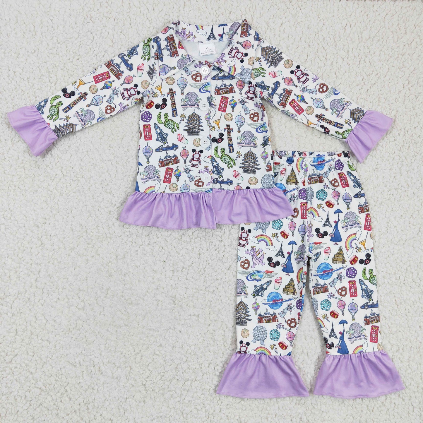 Girls cartoon print pajama set   GLP0357