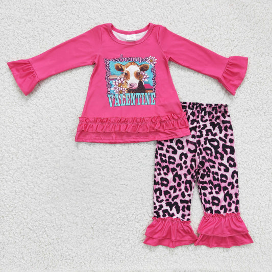 Girls pink leopard print Valentine's Day outfit    GLP0362