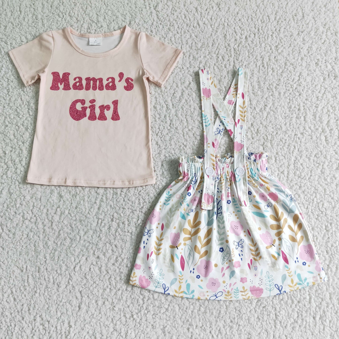 Mama's girl flowers suspender skirt outfits GSD0020