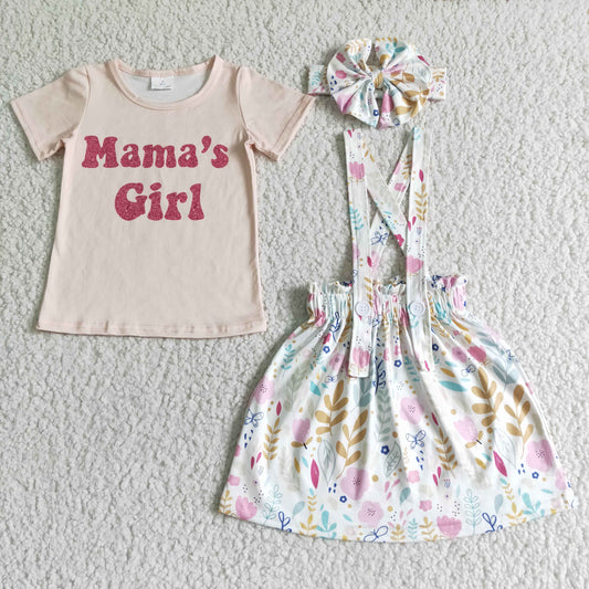 Mama's girl flowers suspender skirt outfits GSD0020