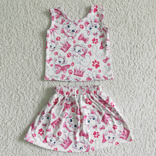 (Promotion)Sleeveless pink cat skirts summer outfits  GSD0041