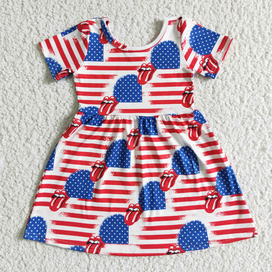 (Promotion)Short sleeves knee length 4th of July dress  GSD0082