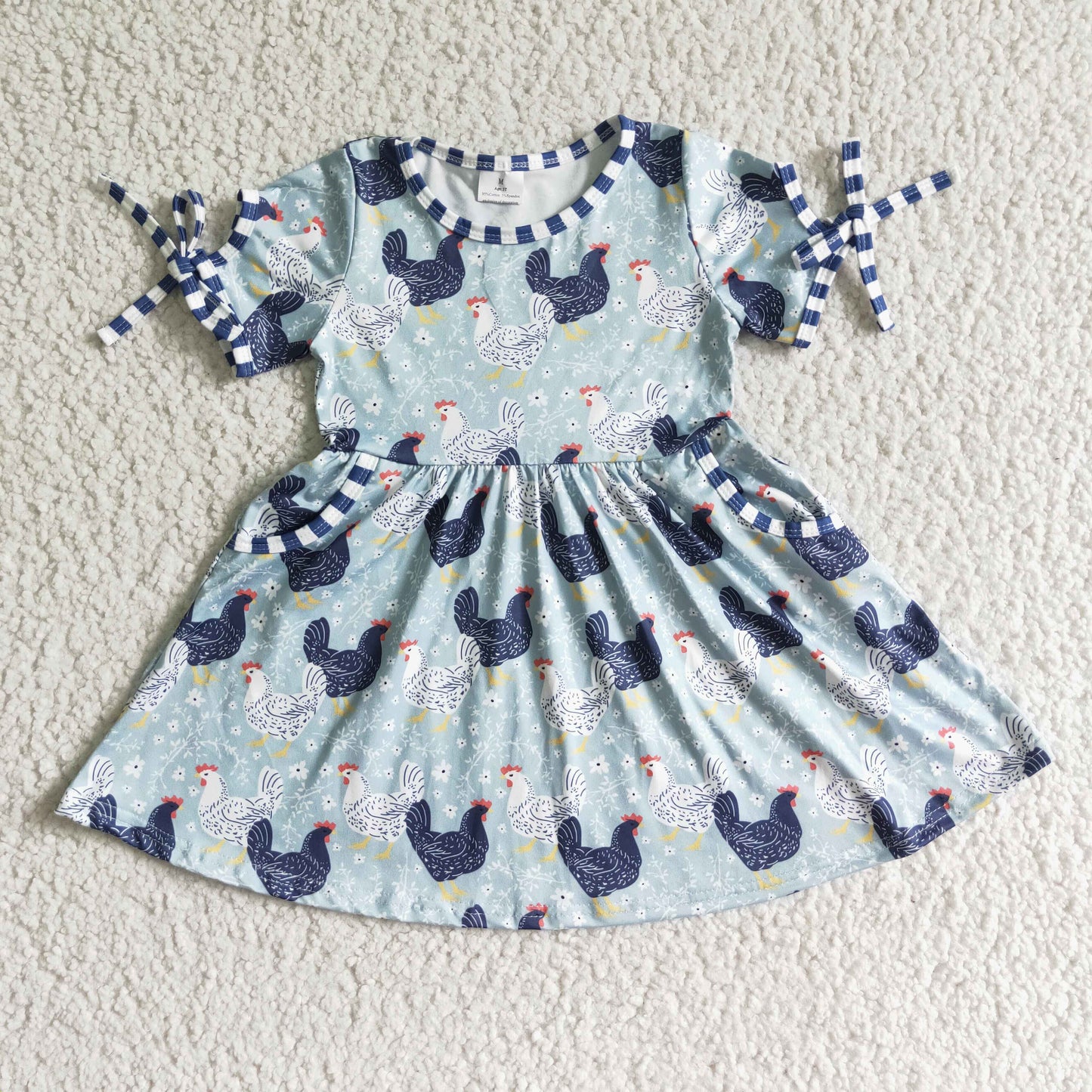 (Promotion)Short sleeve knee length chicken print dress GSD0094
