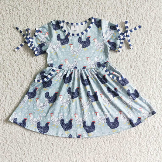 (Promotion)Short sleeve knee length chicken print dress GSD0094