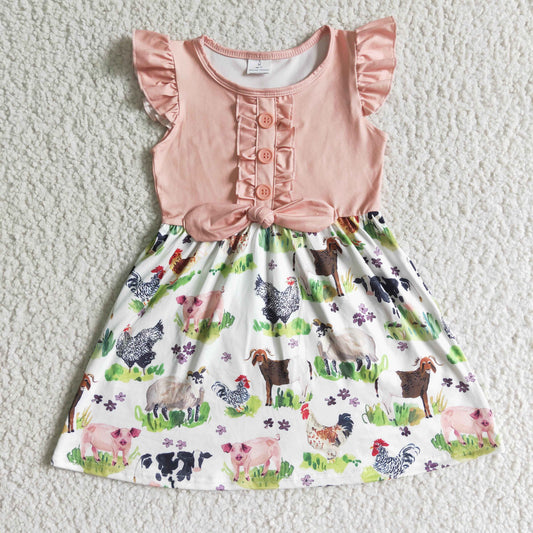(Promotion)Flutter sleeve animal print knee length dress    GSD0097