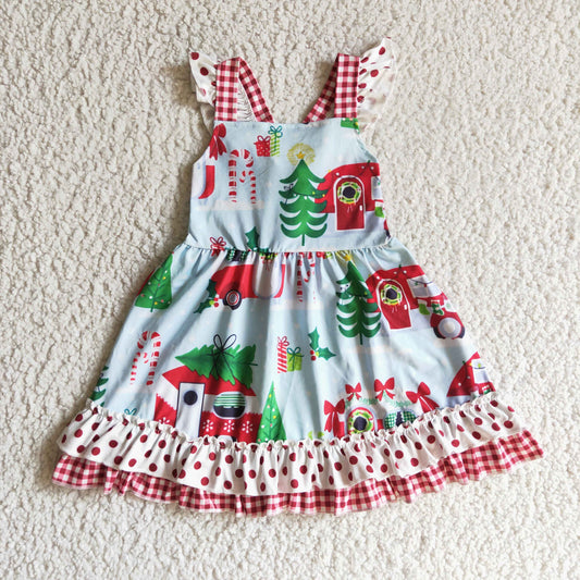 (Promotion)Girls flutter sleeve Christmas dress       GSD0145
