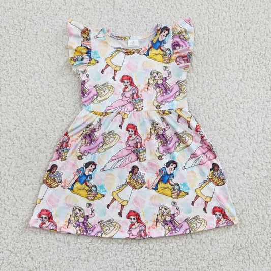 (Promotion)Girls princess print Easter dress  GSD0168