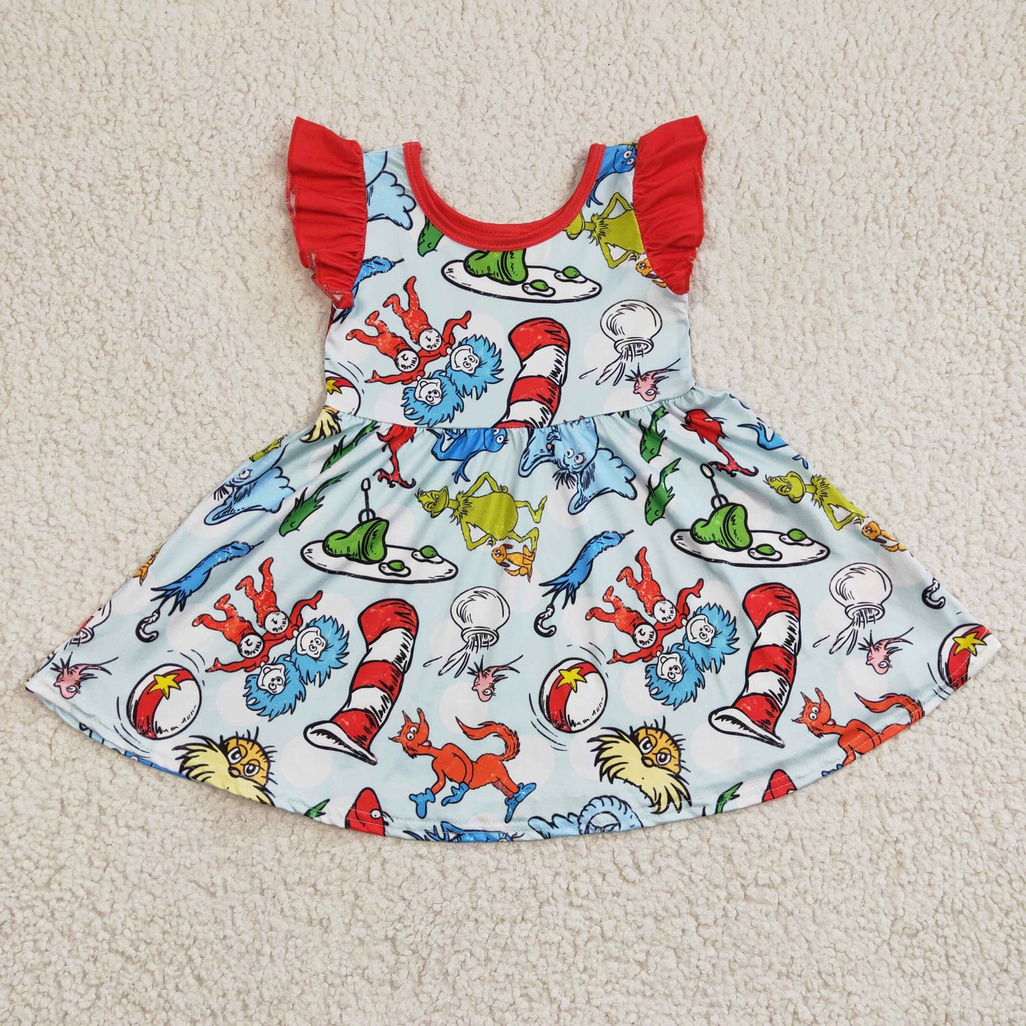 Girls cartoon print dress    GSD0211