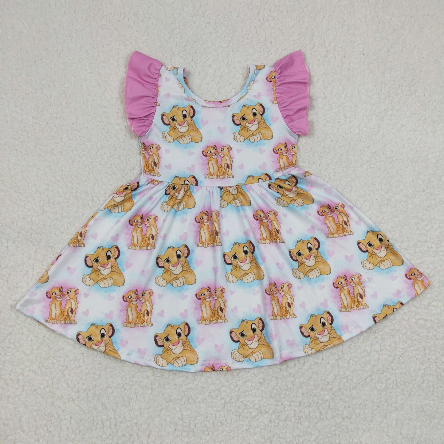 Girls cartoon lion print summer dress    GSD0220