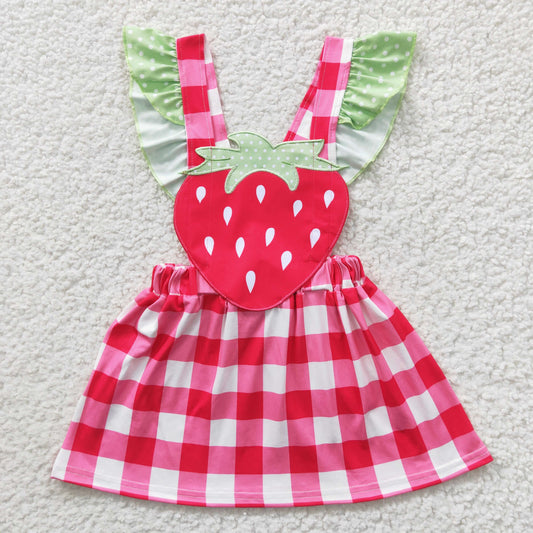 Girls strawberry design embroidery summer dress   GSD0241