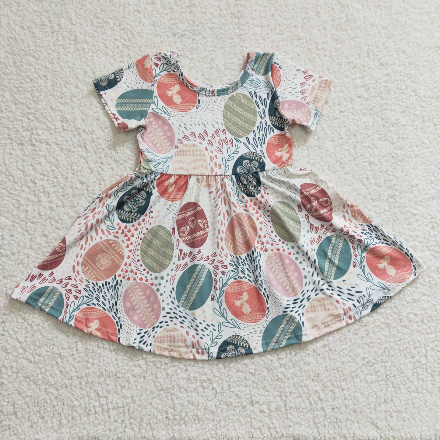 Girls eggs print Easter dress   GSD0243