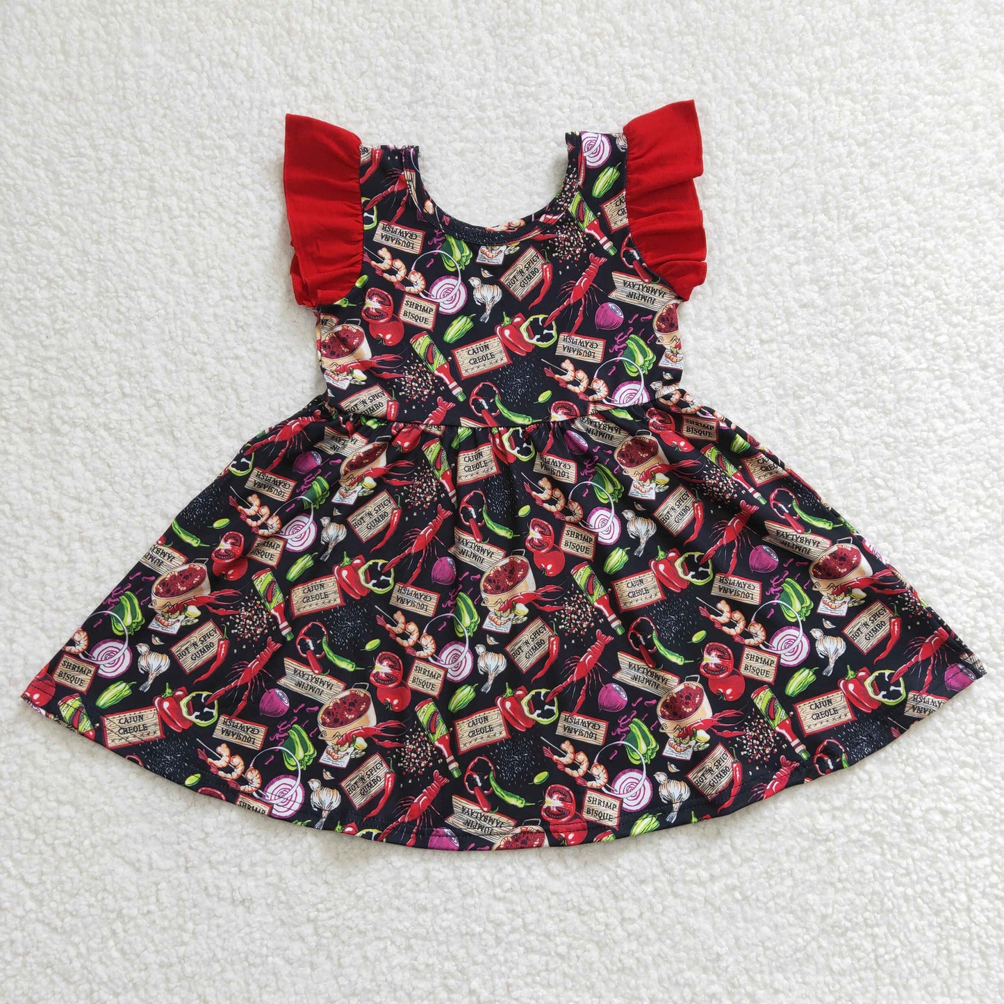 Girls crawfish print summer dress   GSD0245