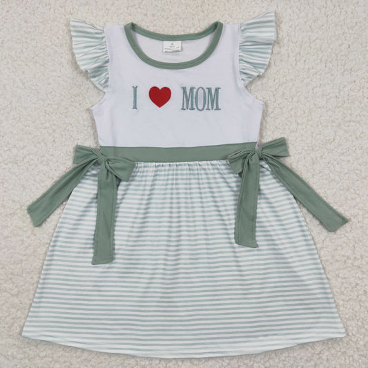 Girls I LOVE MOM green summer dress  GSD0257