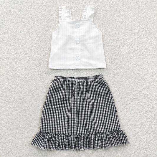 GSD0262 Girls crop top black plaid skirt summer outfit