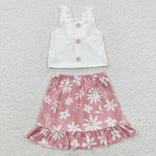 Girls crop top floral print skirt summer outfit GSD0270