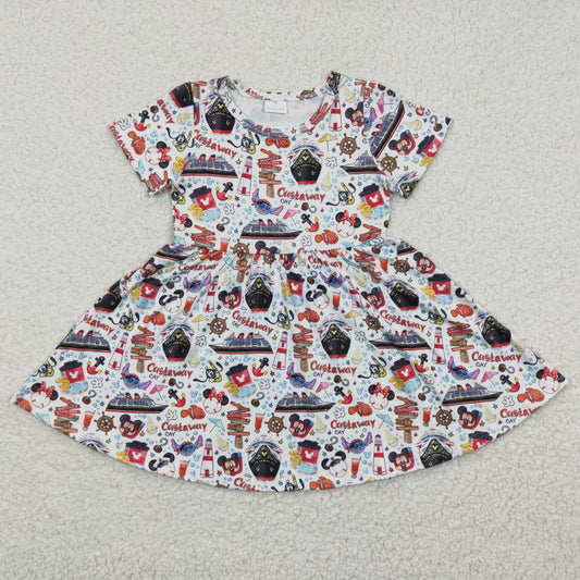 Girls short sleeve cartoon print summer dress GSD0290