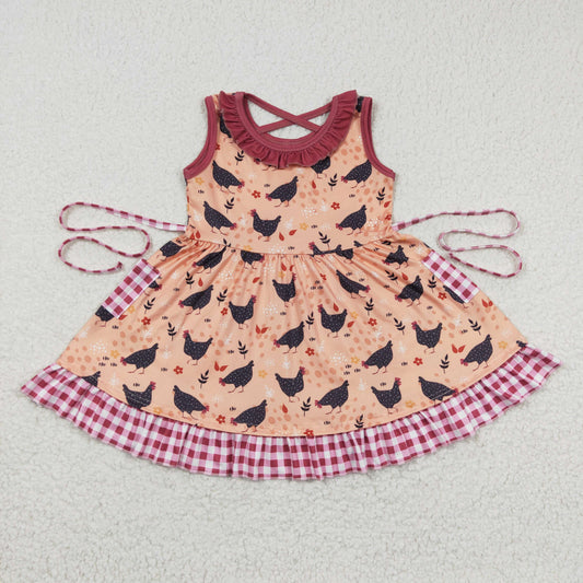 GSD0322 Girls sleeveless chicken print summer dress