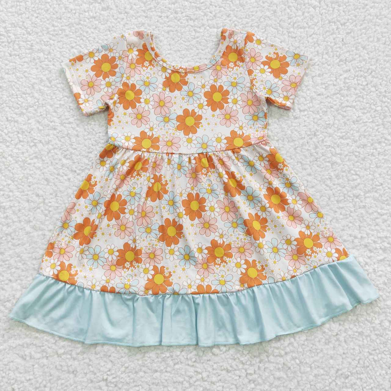 GSD0331Girls floral print short sleeve summer dress