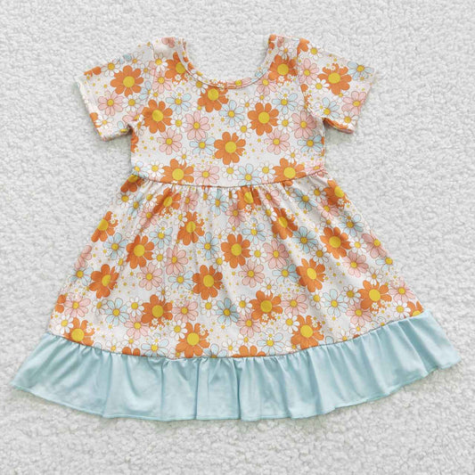 GSD0331Girls floral print short sleeve summer dress