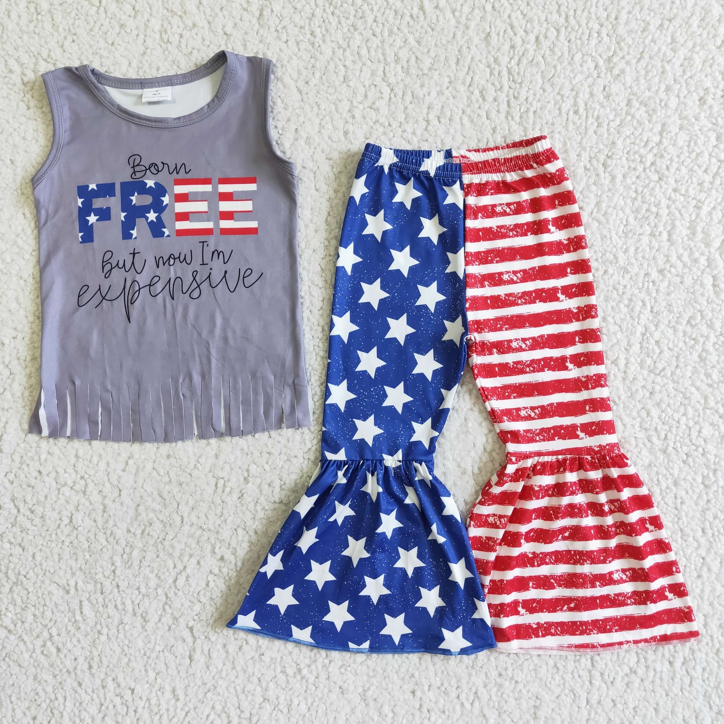 Sleeveless bell bottom pants july 4th outfits GSPO0050