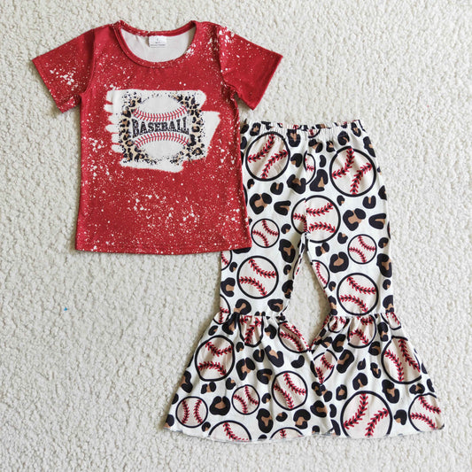 Girls BASEBALL design bell pants outfit    GSPO0217