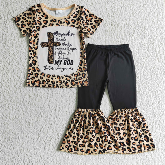 Girls leopard cross print outfit    GSPO0218