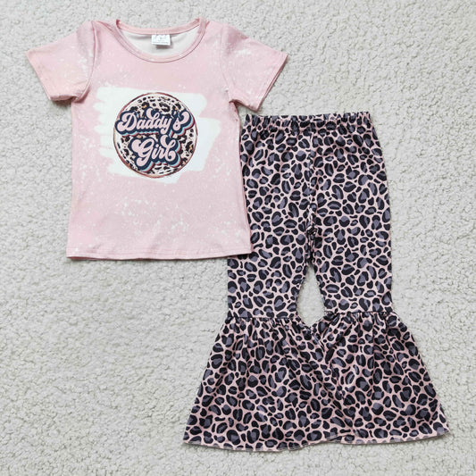 Girls pink leopard print DADDY'S GIRL outfit    GSPO0219