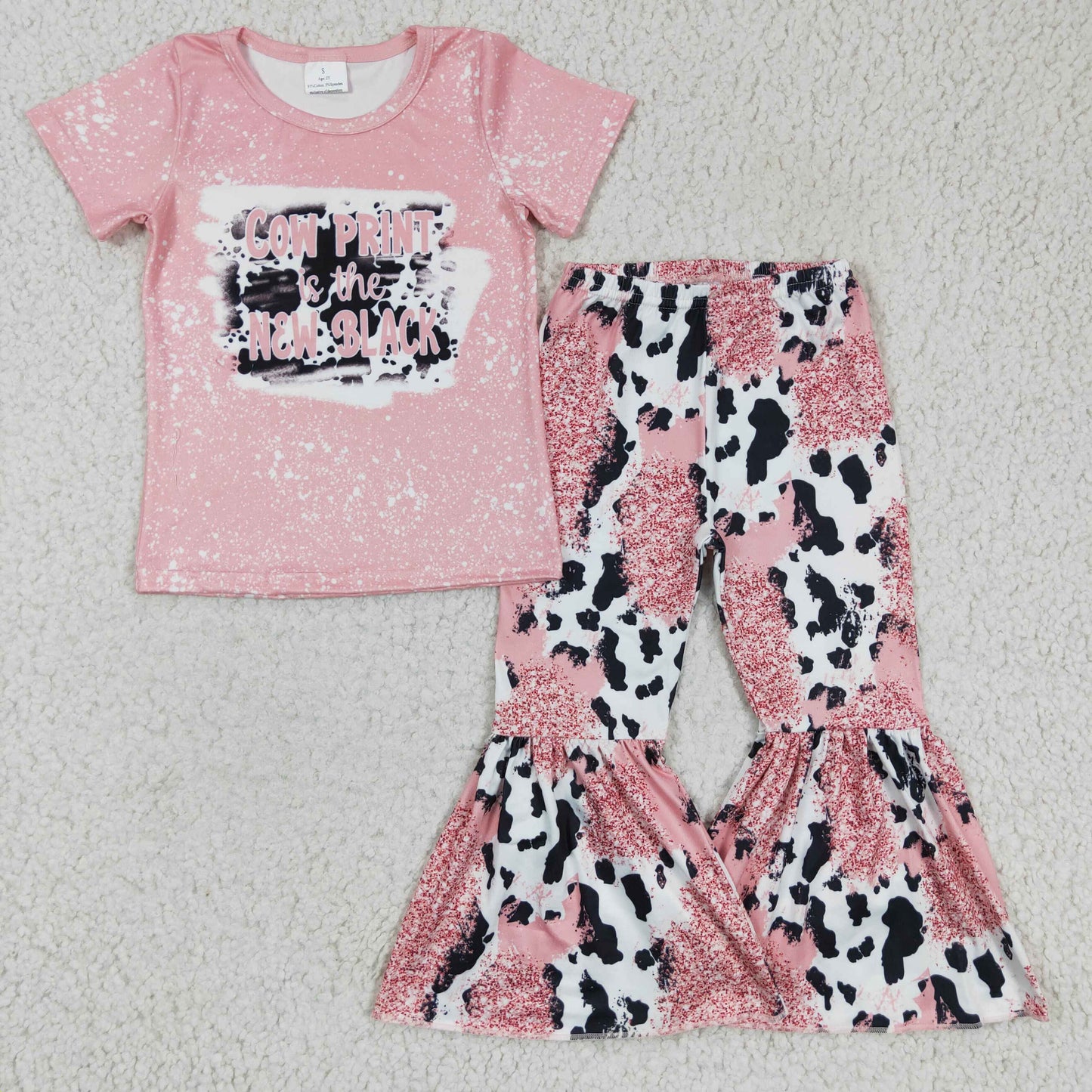 Girls pink cow print outfits   GSPO0223