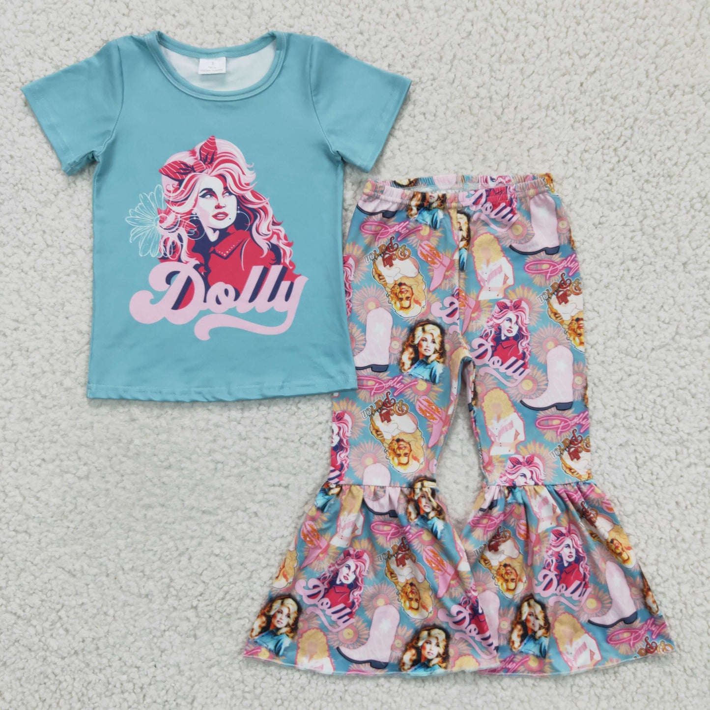 Girls short sleeve bell pants outfits   GSPO0224