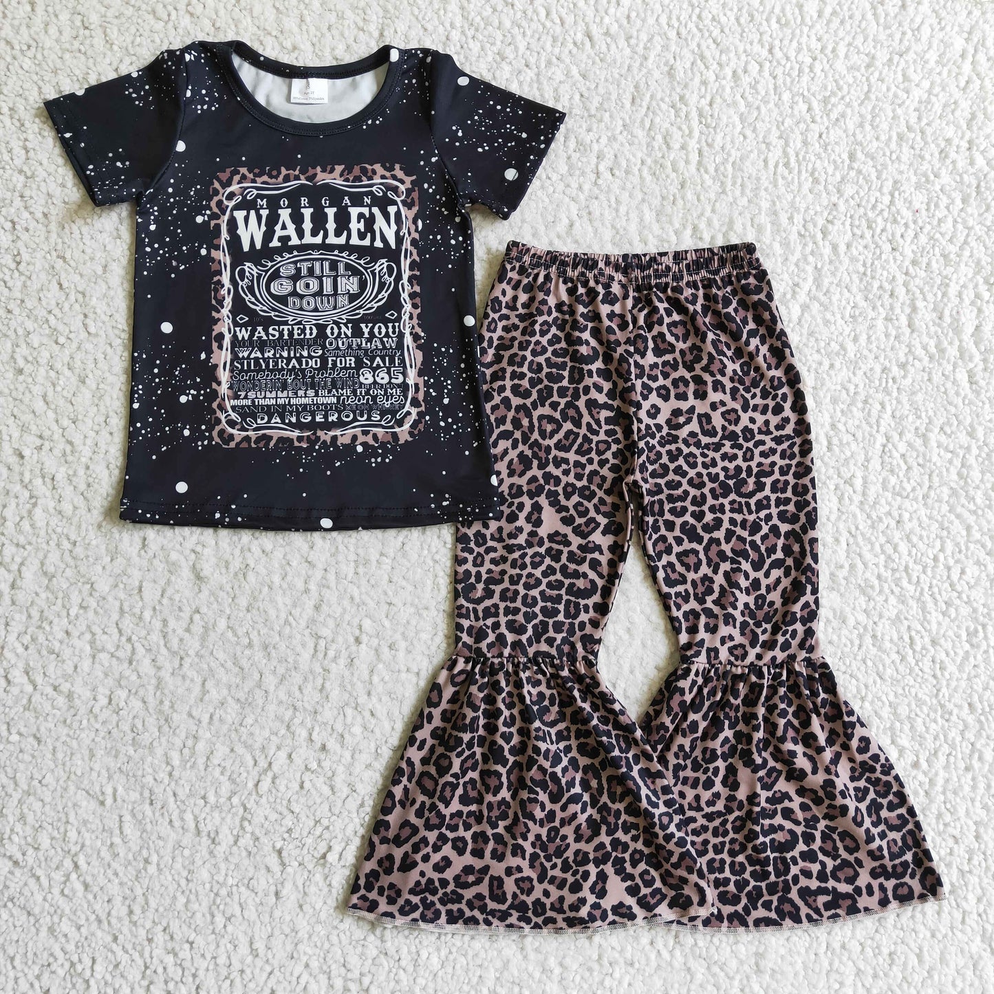 Girls singer design leopard print bell pants outfit  GSPO0227