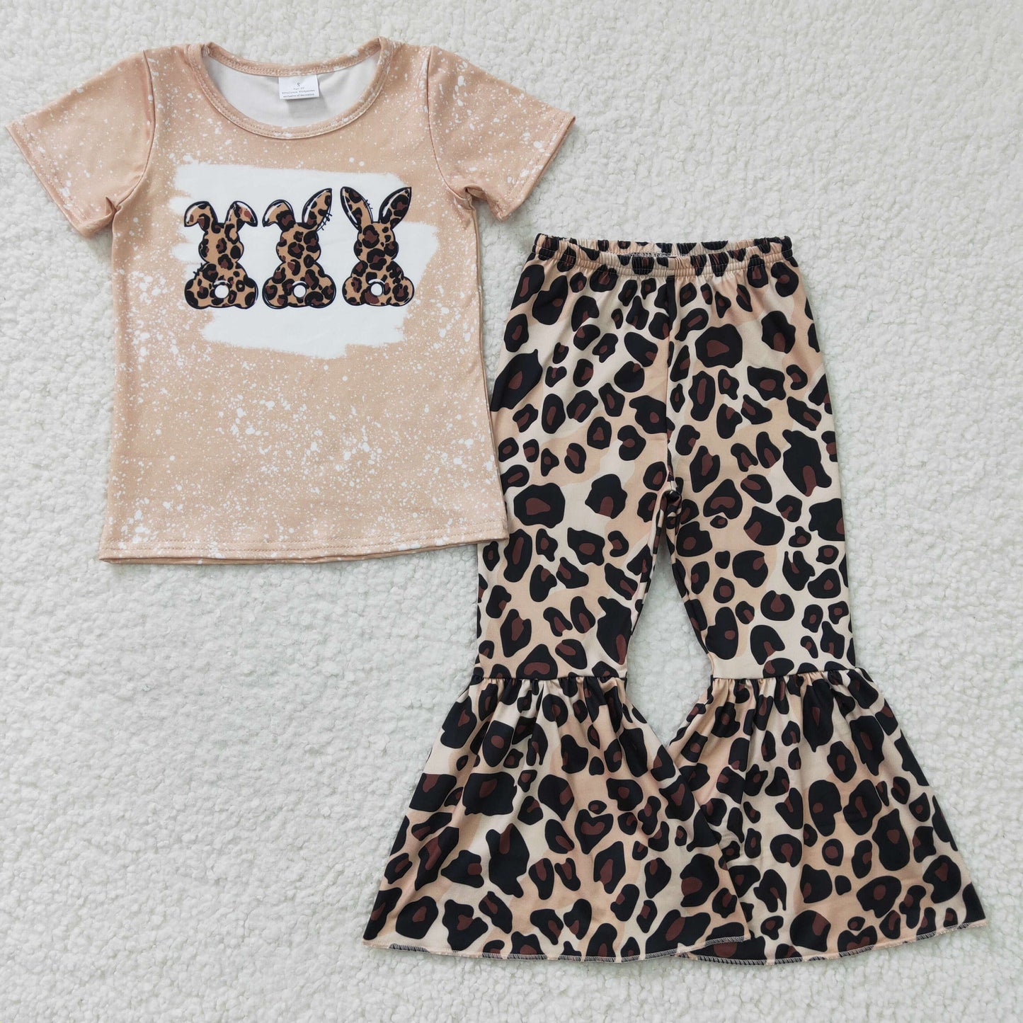 Girls leopard rabbit print outfit   GSPO0245