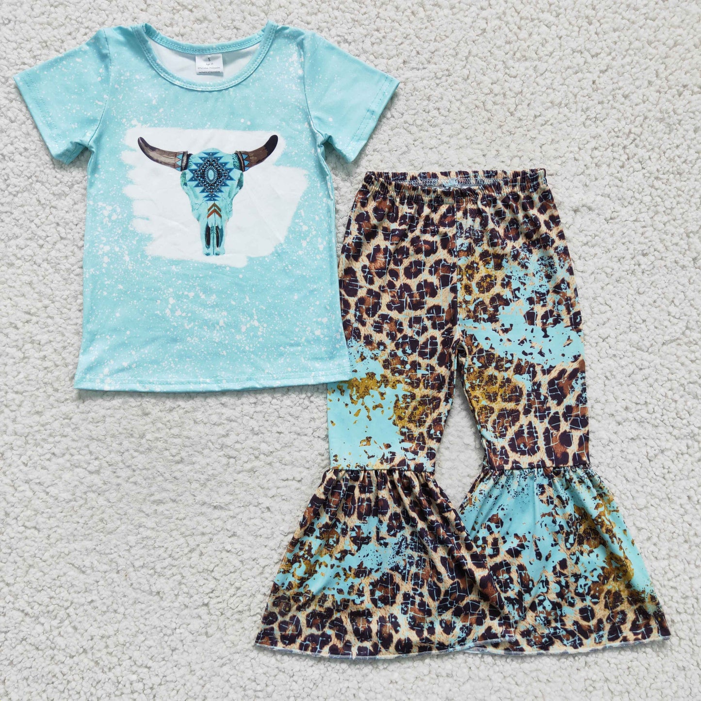 Girls cow top leopard print outfit   GSPO0248