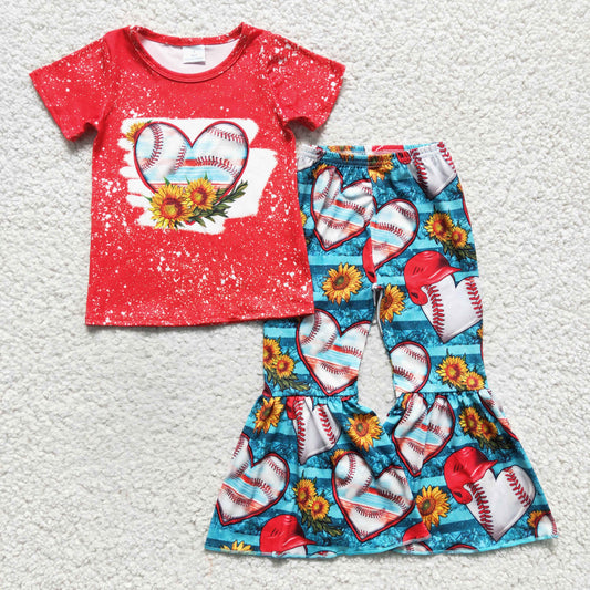 Girls short sleeve bell pants outfit   GSPO0252